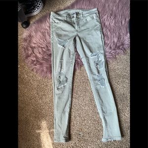 american eagle distressed jeggings .
